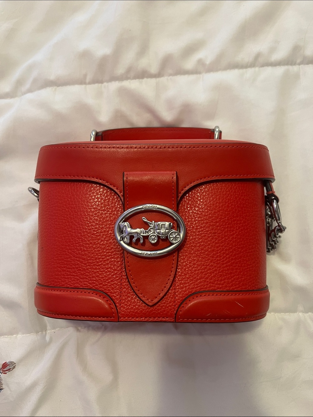 Coach Red and Silver Vanity with Detachable Strap